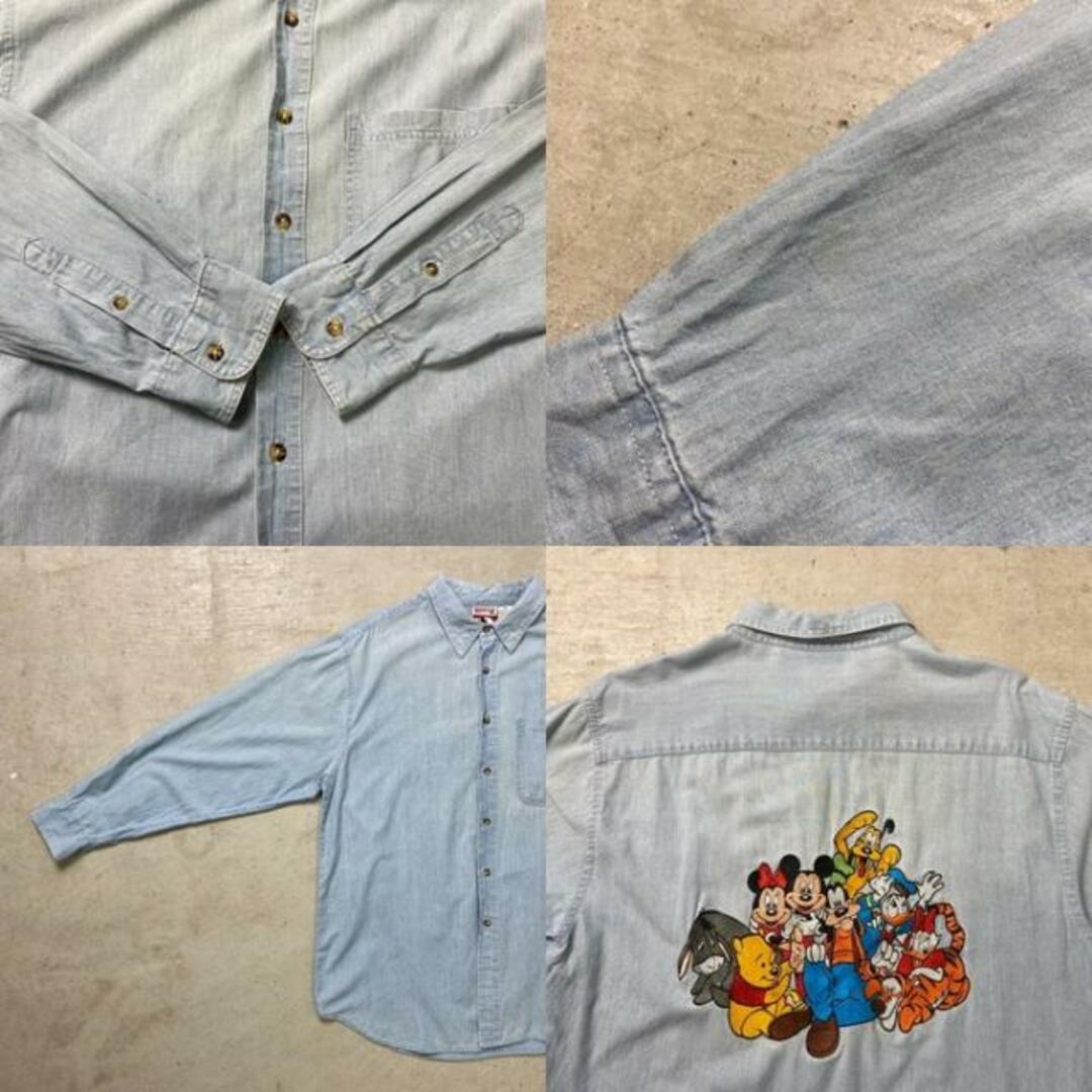 90年代 MICKEY.INC ディズニー 長袖 シャンブレーシャツ メンズXL レディース メンズのトップス(シャツ)の商品写真