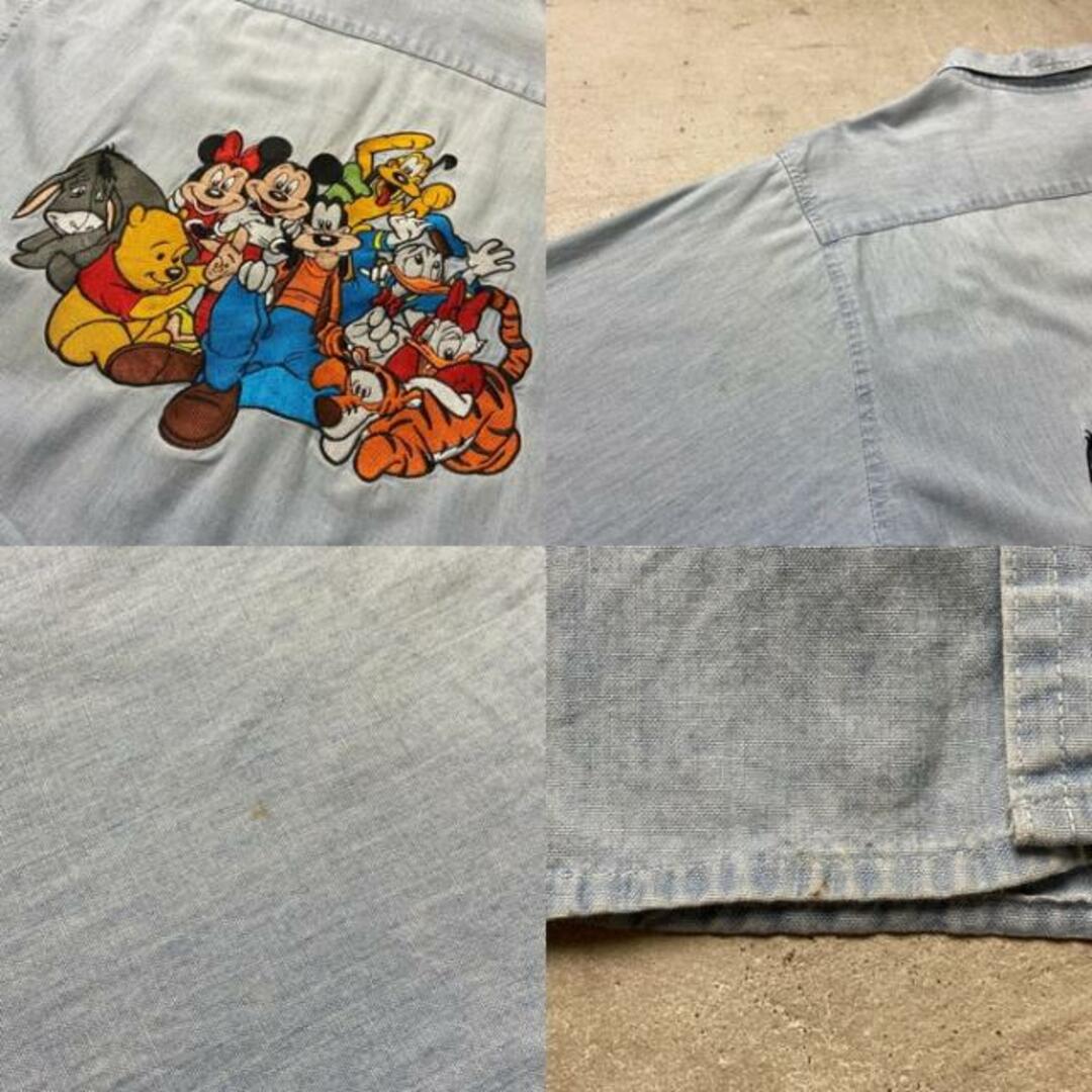 90年代 MICKEY.INC ディズニー 長袖 シャンブレーシャツ メンズXL レディース メンズのトップス(シャツ)の商品写真