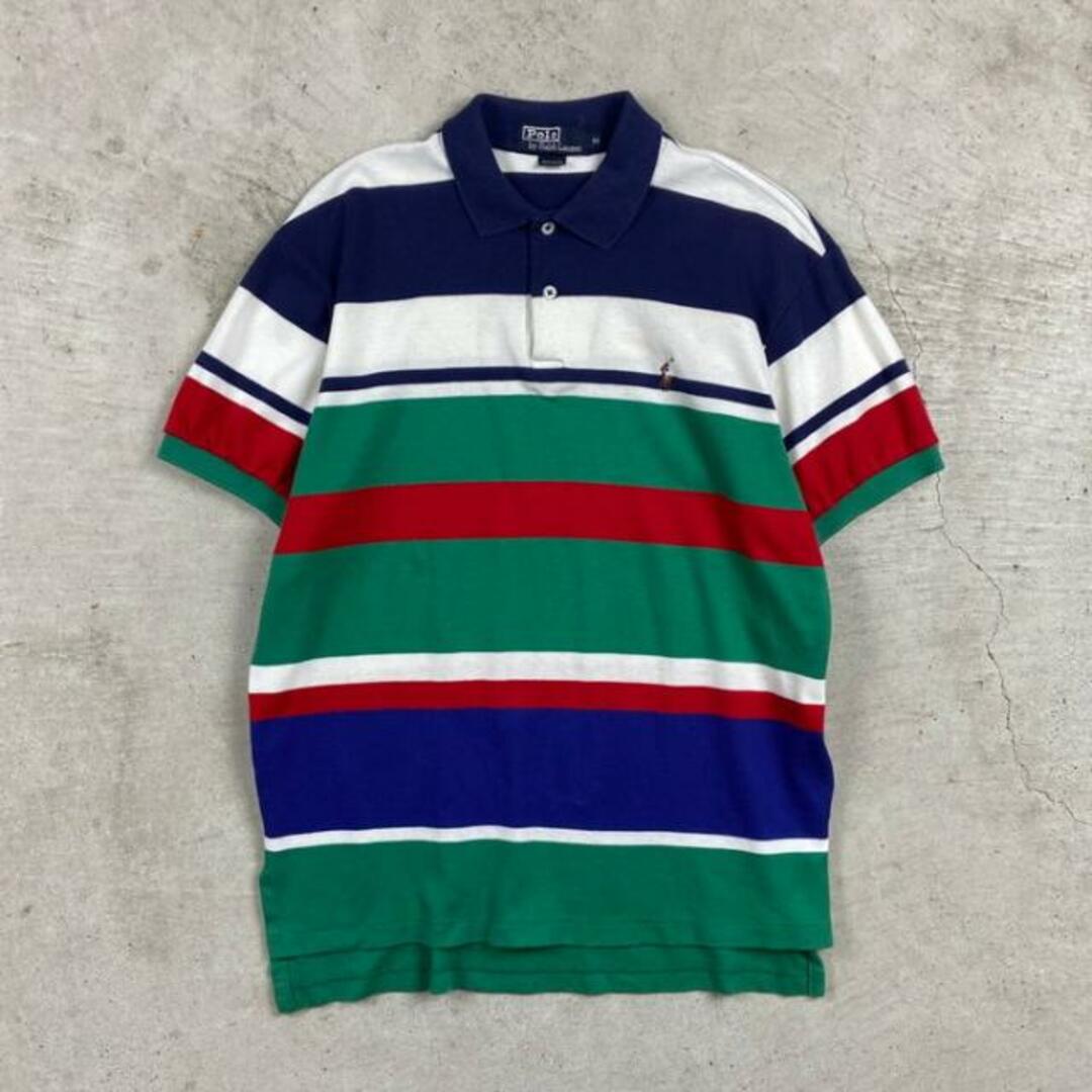 Ralph Lauren(ラルフローレン)の90年代 USA製 Polo by Ralph Lauren ポロバイラルフローレン 半袖 マルチボーダー ポロシャツ メンズM メンズのトップス(ポロシャツ)の商品写真