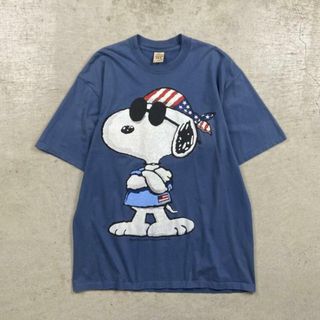 90年代 PEANUTS スヌーピー  キャラクタープリントTシャツ 星条旗 メンズL相当(Tシャツ/カットソー(半袖/袖なし))