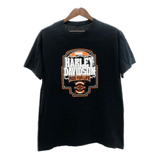 ハーレーダビッドソン(Harley Davidson)のHARLEY DAVIDSON ハーレーダビッドソン 半袖Ｔシャツ バイク ロゴ ブラック (メンズ XL相当) 中古 古着 Q6563(Tシャツ/カットソー(半袖/袖なし))