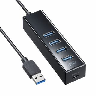 サンワサプライ 磁石付USB3.2 Gen1 4ポートハブ USB-3H405B(PC周辺機器)