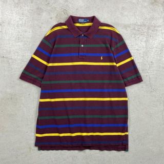 ラルフローレン(Ralph Lauren)の90年代 Polo by Ralph Lauren ポロバイラルフローレン 半袖 マルチボーダー ポロシャツ メンズ2XL(ポロシャツ)