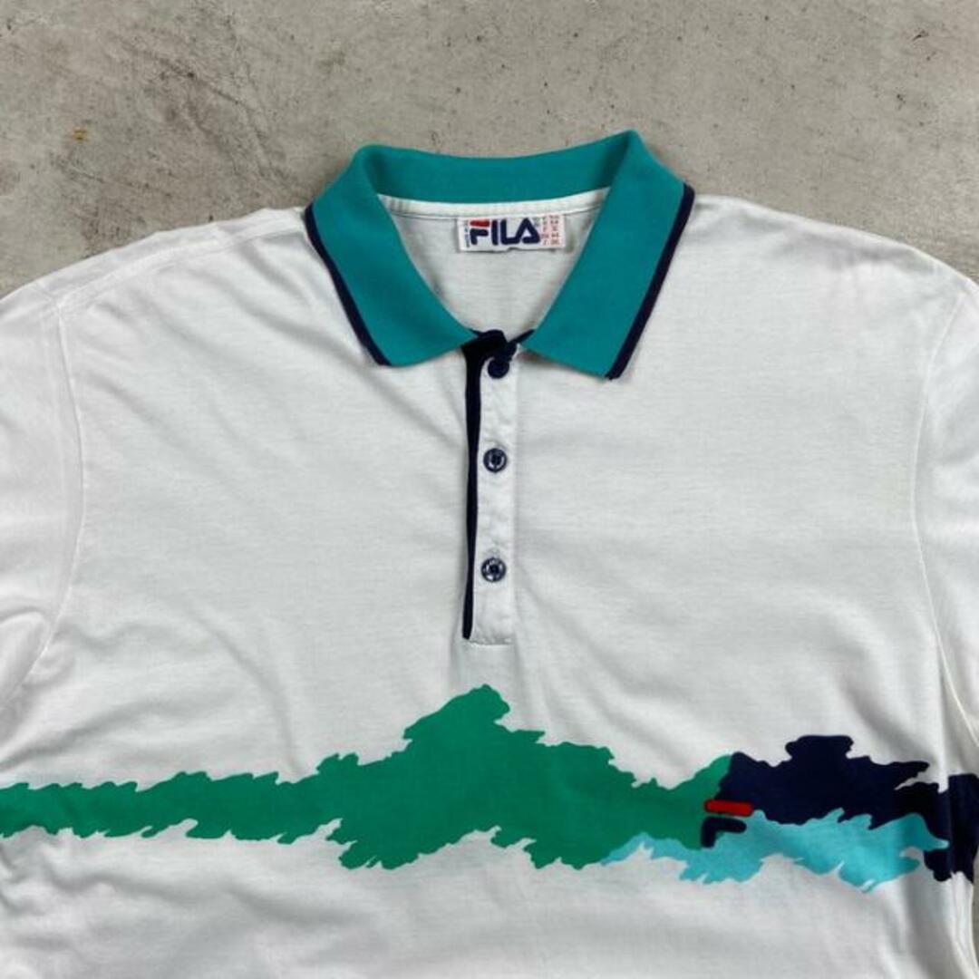 80年代 イタリア製 FILA フィラ 半袖 ポロシャツ ロゴプリント メンズL相当 メンズのトップス(ポロシャツ)の商品写真