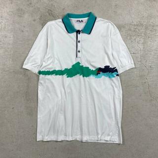 80年代 イタリア製 FILA フィラ 半袖 ポロシャツ ロゴプリント メンズL相当(ポロシャツ)