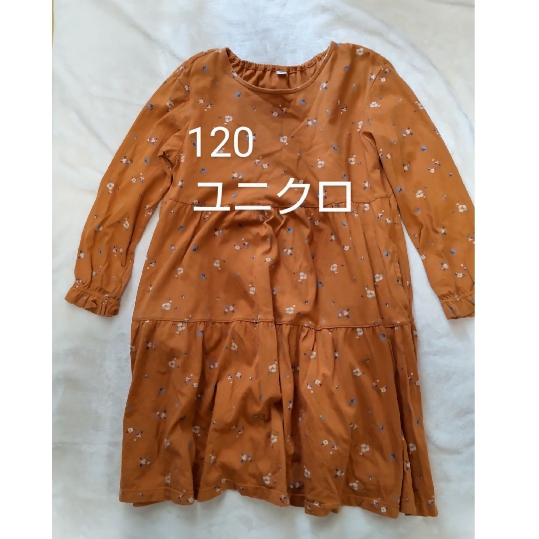 UNIQLO(ユニクロ)の■333【中古・難あり】ユニクロ　花柄ワンピース（120） キッズ/ベビー/マタニティのキッズ服女の子用(90cm~)(ワンピース)の商品写真