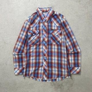 ラングラー(Wrangler)の70年代~ USA製 Wrangler ラングラー ウエスタン チェックシャツ メンズM(シャツ)