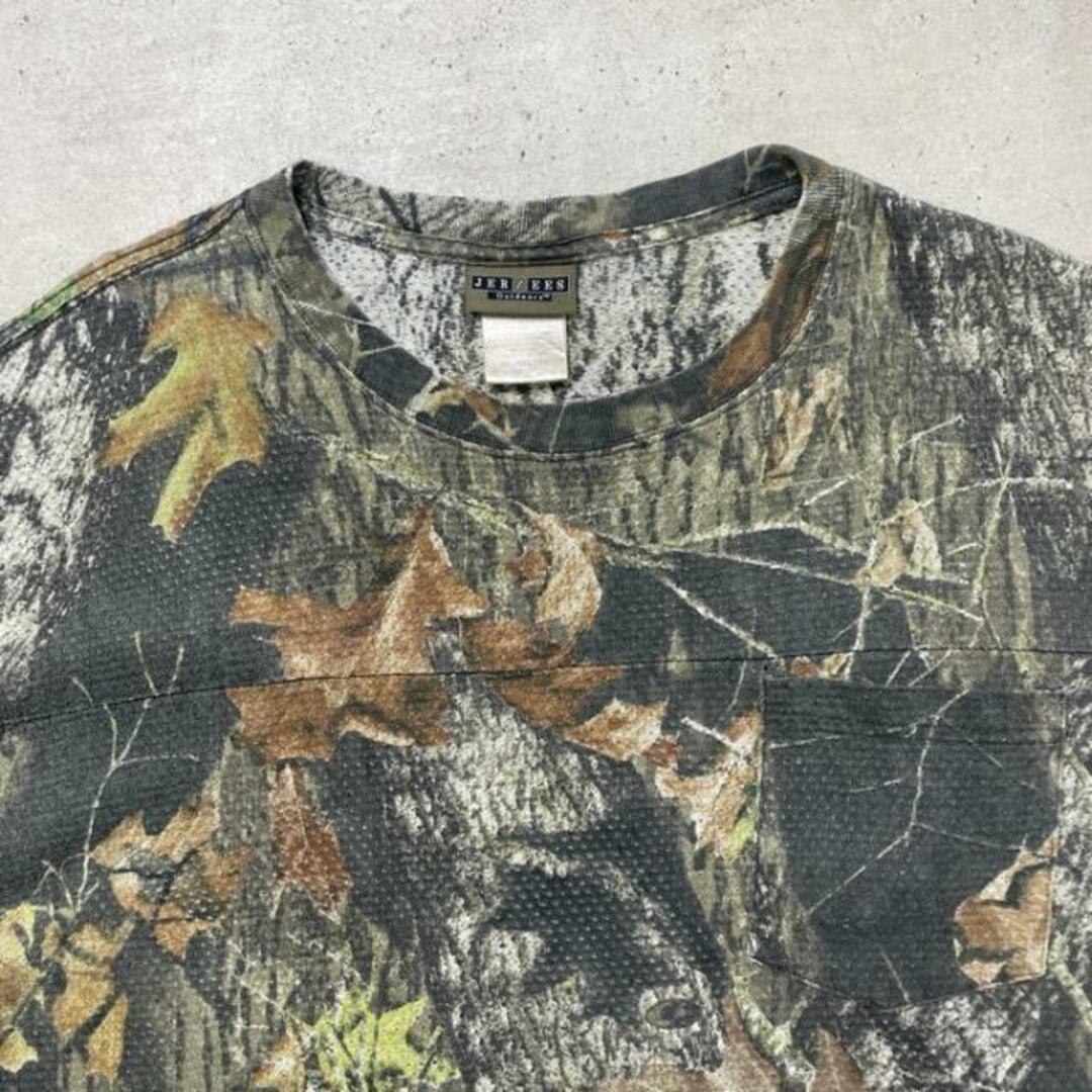 JERZEES リアルツリー柄 メッシュ ロングTシャツ ロンT ポケットT メンズ2XL メンズのトップス(Tシャツ/カットソー(七分/長袖))の商品写真