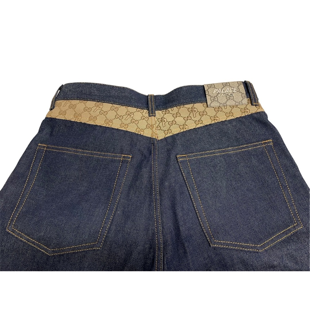 Gucci(グッチ)の極美品 GUCCI×PALACE グッチ ×パレス GG-P Pattern Baggy Jeans GGスプリームキャンバス 723927 XDCAP サイズ30 ブルー 中古 63191 レディースのパンツ(デニム/ジーンズ)の商品写真