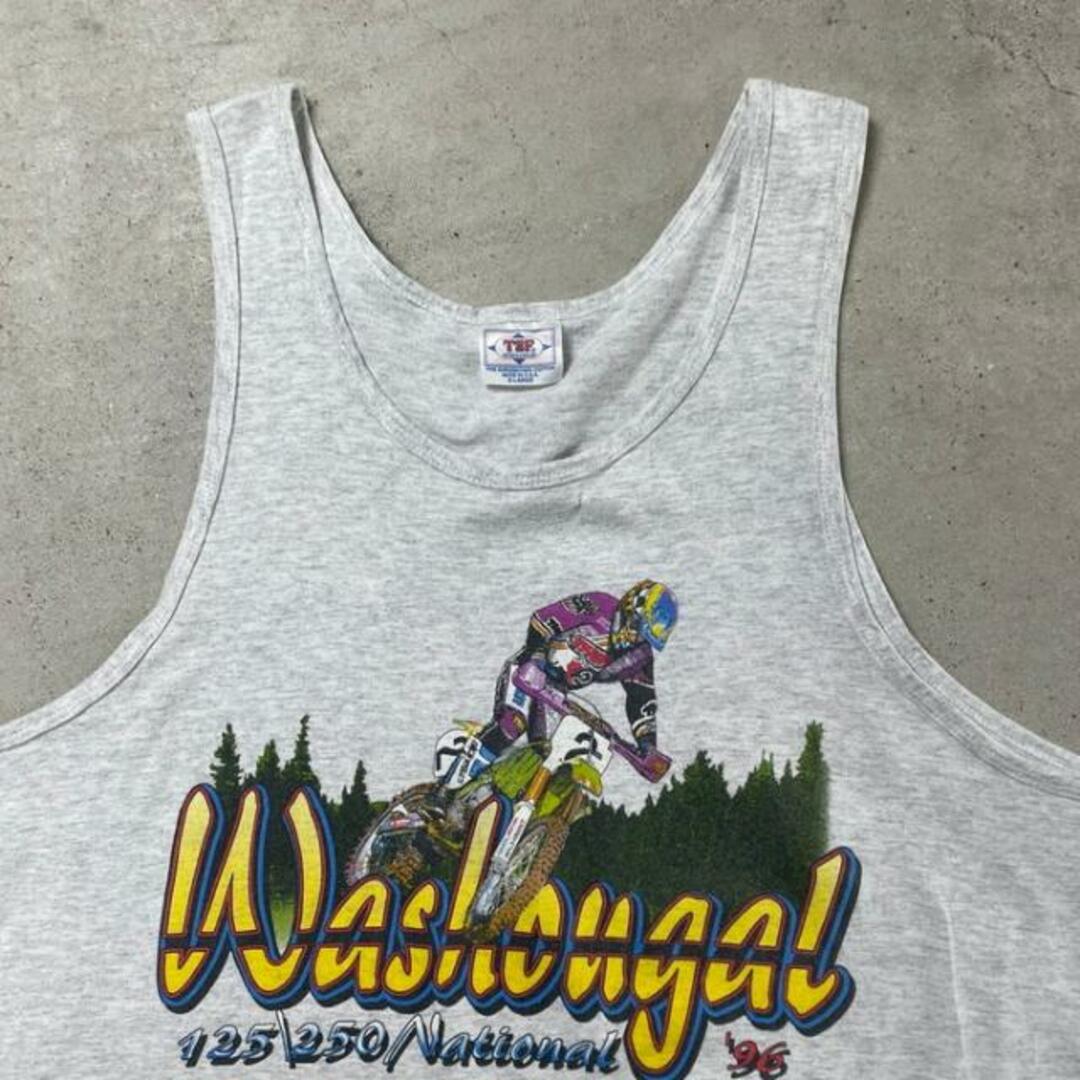 90年代 USA製 Washougal National バイク 企業ロゴ 両面プリント ノースリーブ タンクトップ メンズL相当 メンズのトップス(タンクトップ)の商品写真