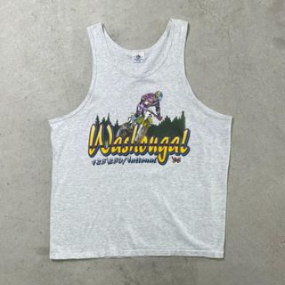 90年代 USA製 Washougal National バイク 企業ロゴ 両面プリント ノースリーブ タンクトップ メンズL相当(タンクトップ)