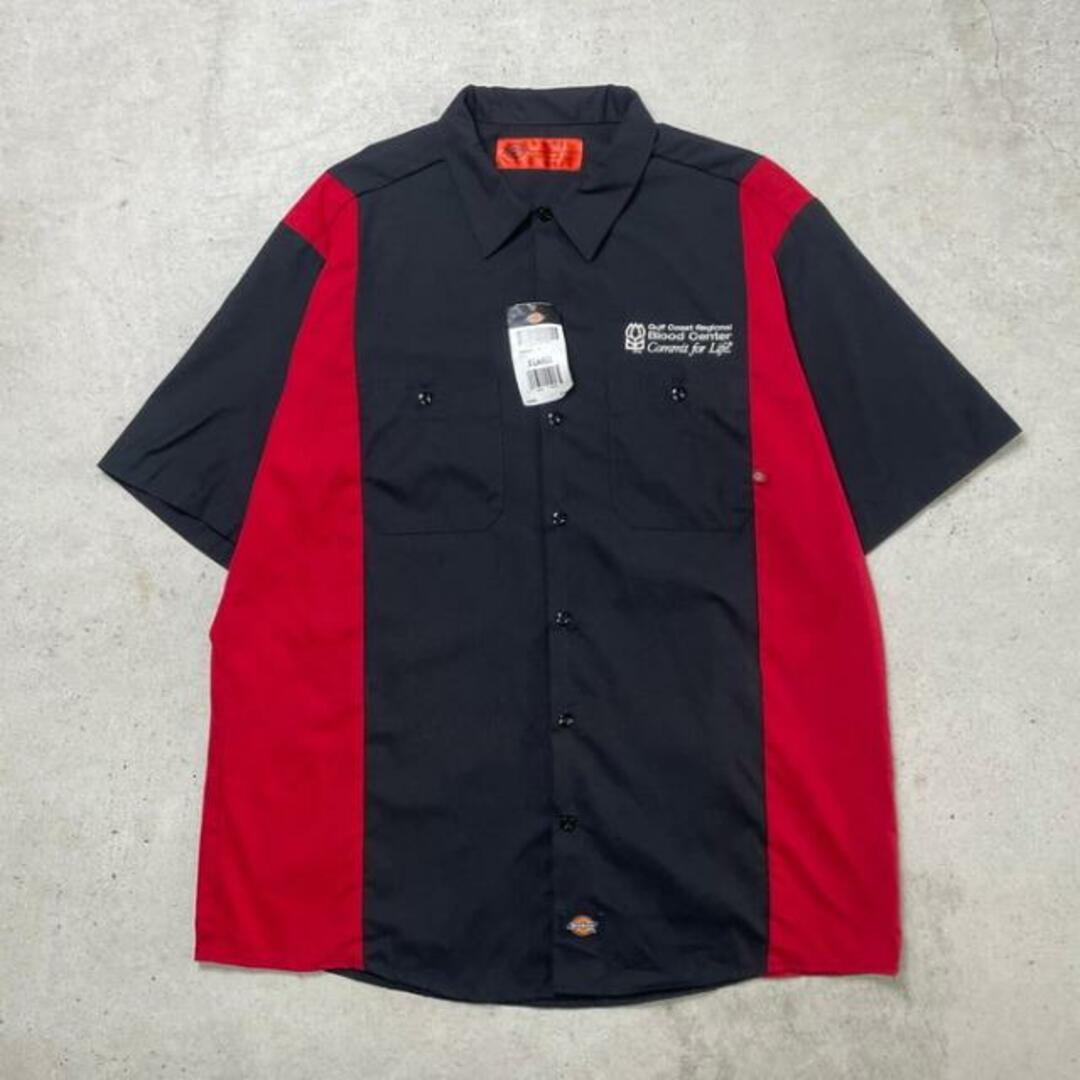 Dickies(ディッキーズ)のDEADSTOCK NOS Dickies ディッキーズ  ワークシャツ 半袖シャツ バイカラー 企業ロゴ刺繍 メンズXL メンズのトップス(シャツ)の商品写真