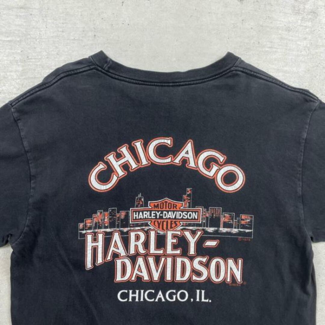 90年代 USA製 Harley-Davidson CHICAGO ハーレーダビッドソン シカゴ  ロングTシャツ ロンT メンズL メンズのトップス(Tシャツ/カットソー(七分/長袖))の商品写真