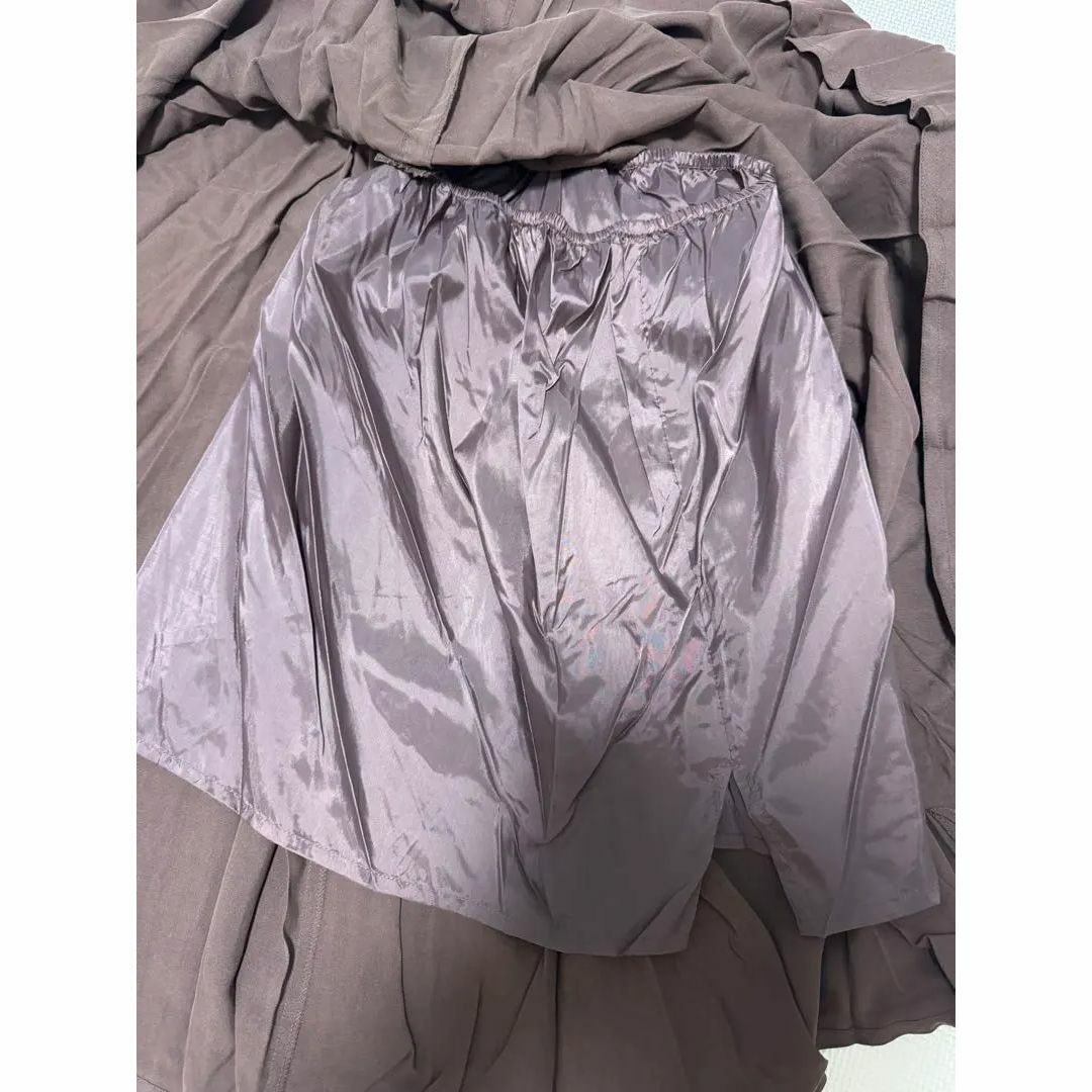 スカート SILK シルク 絹 100% フレア Mサイズ ブラウン 新品未使用 レディースのスカート(その他)の商品写真