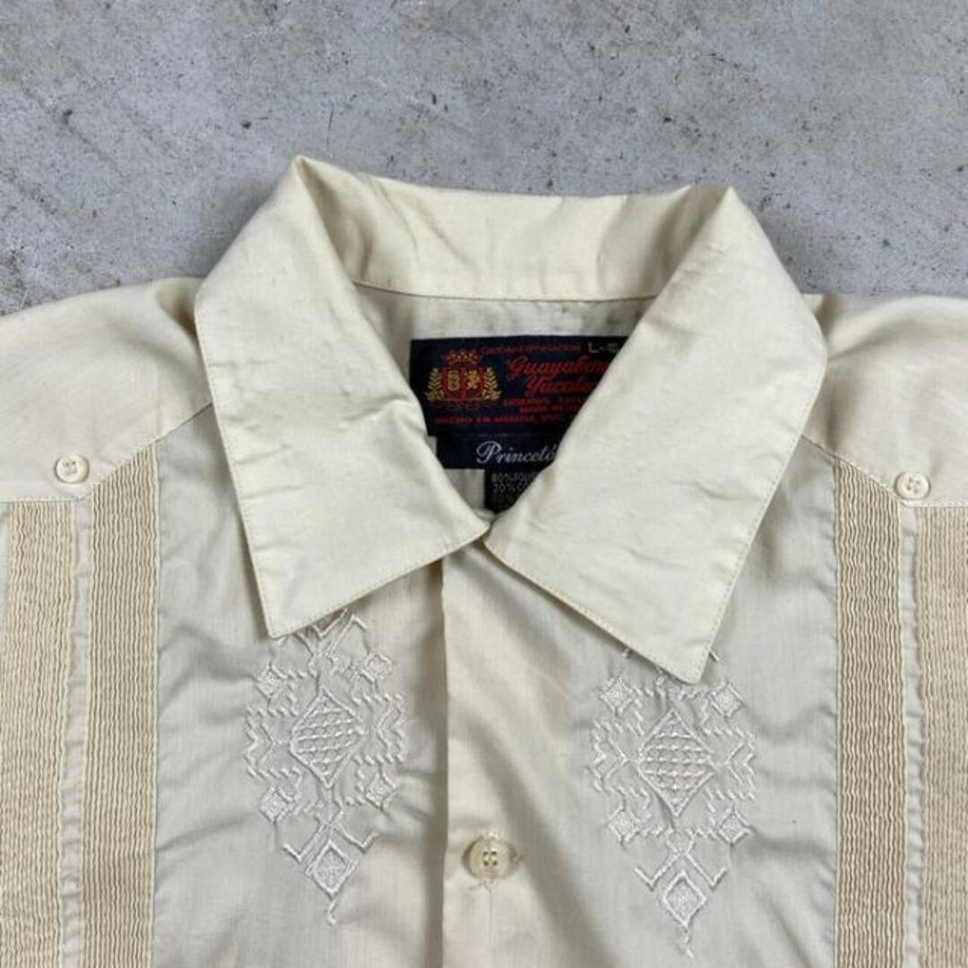 90年代 Guayabera 半袖 キューバシャツ 開襟 オープンカラー 刺繍 メンズL メンズのトップス(シャツ)の商品写真