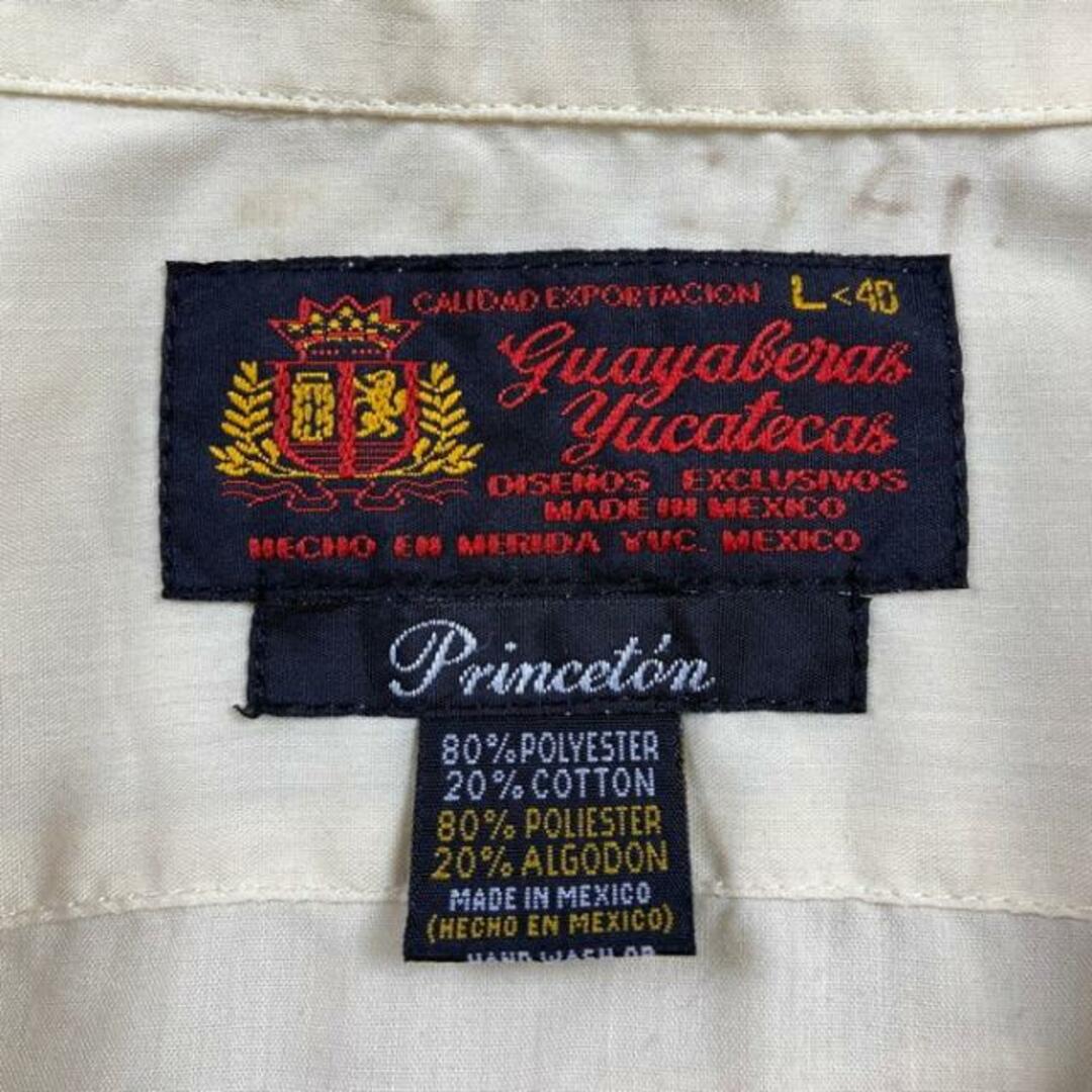 90年代 Guayabera 半袖 キューバシャツ 開襟 オープンカラー 刺繍 メンズL メンズのトップス(シャツ)の商品写真