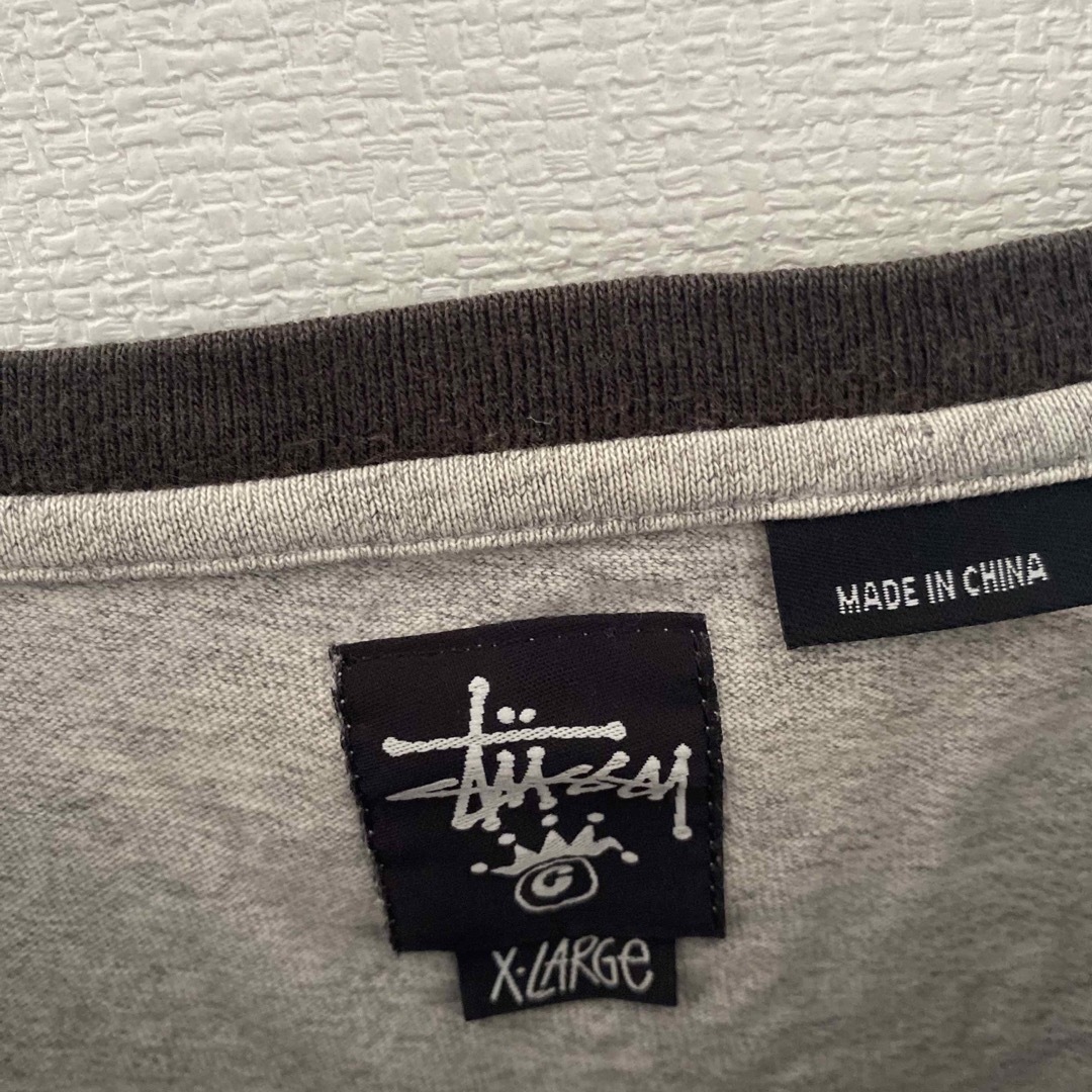 STUSSY(ステューシー)の00sStussyステューシー半袖リンガーtシャツメンズXLグレー灰ブラック黒 メンズのトップス(Tシャツ/カットソー(半袖/袖なし))の商品写真