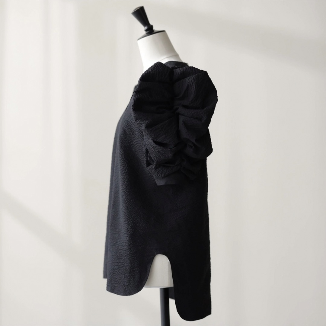 Watagarshi blouse(jacquard) ブラック　フリーサイズ レディースのトップス(シャツ/ブラウス(半袖/袖なし))の商品写真