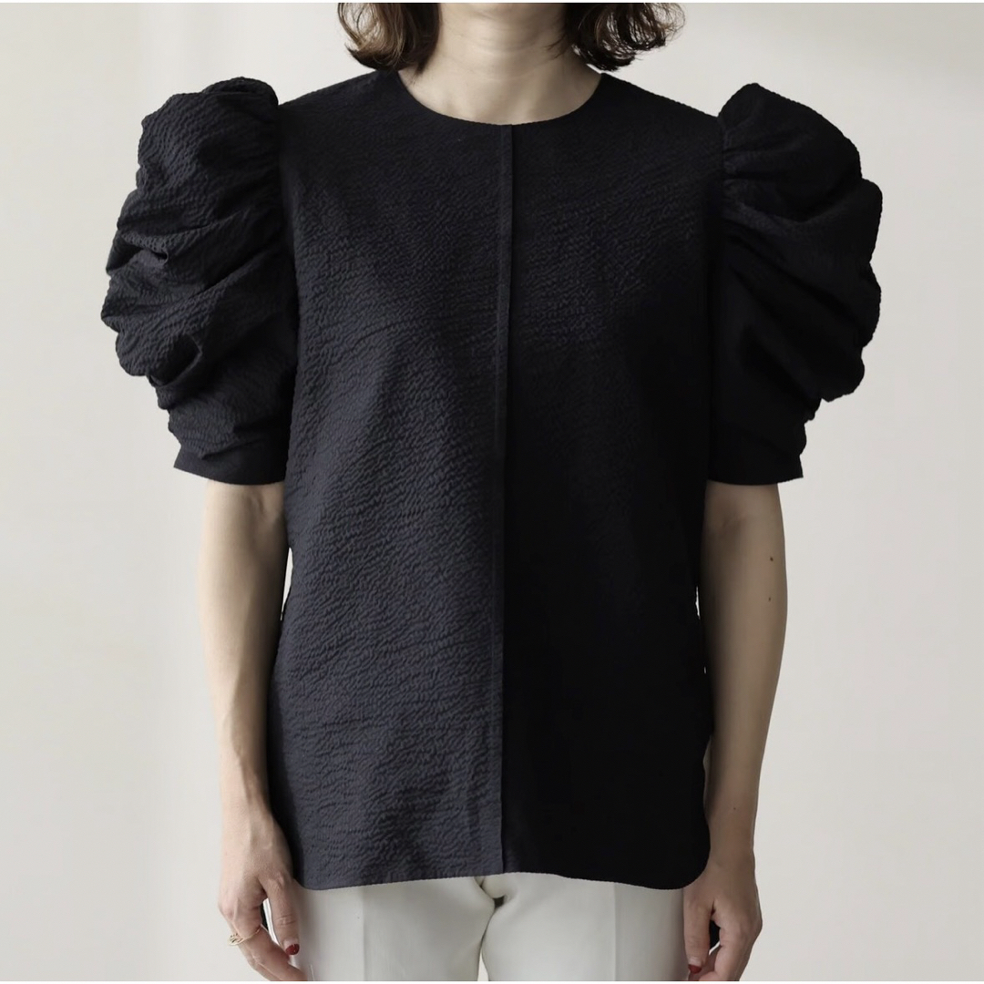 Watagarshi blouse(jacquard) ブラック　フリーサイズ レディースのトップス(シャツ/ブラウス(半袖/袖なし))の商品写真