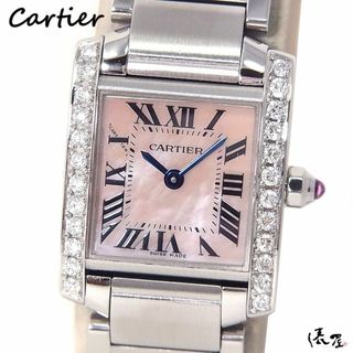 Cartier - 【国際保証書】カルティエ タンクフランセーズ SM ダイヤベゼル ピンクシェル 極美品 レディース ダイヤ SS Cartier 時計 腕時計 中古【送料無料】