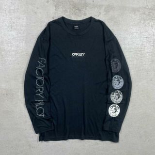 00年代 OAKLEY FACTORY PILOT オークリー ロングTシャツ ロンT 袖プリ メンズXL(Tシャツ/カットソー(七分/長袖))