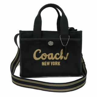 COACH コーチ カーゴ トート 26 NY ステッチ 刺繍 2WAY ミニ ショルダーバッグ 現行 ロゴ キャンバス ブラック トートバッグ CP164