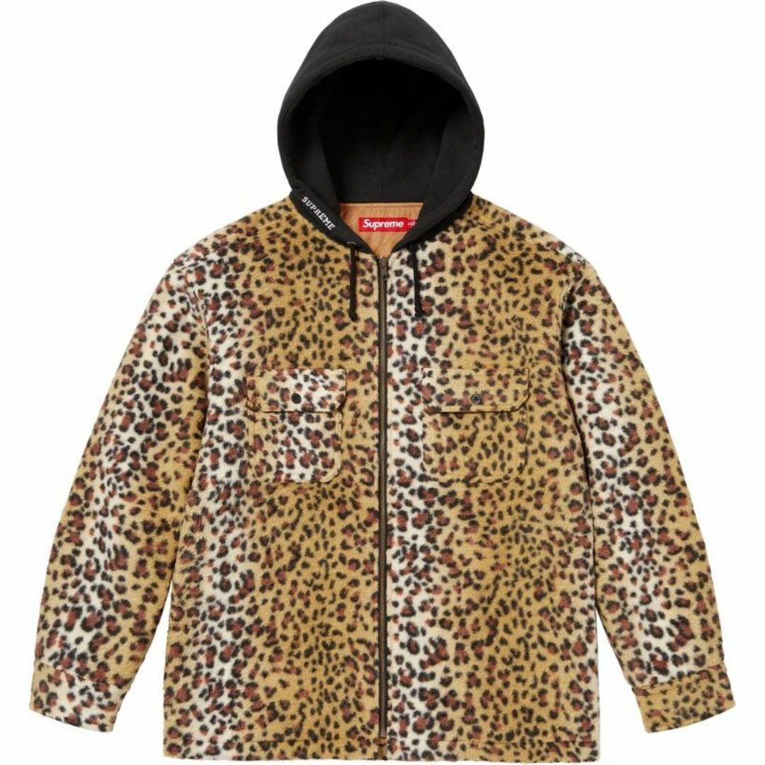 Supreme(シュプリーム)の極美品 シュプリーム 23FW フリース フーデッド シャツ レオパード L メンズのジャケット/アウター(ブルゾン)の商品写真