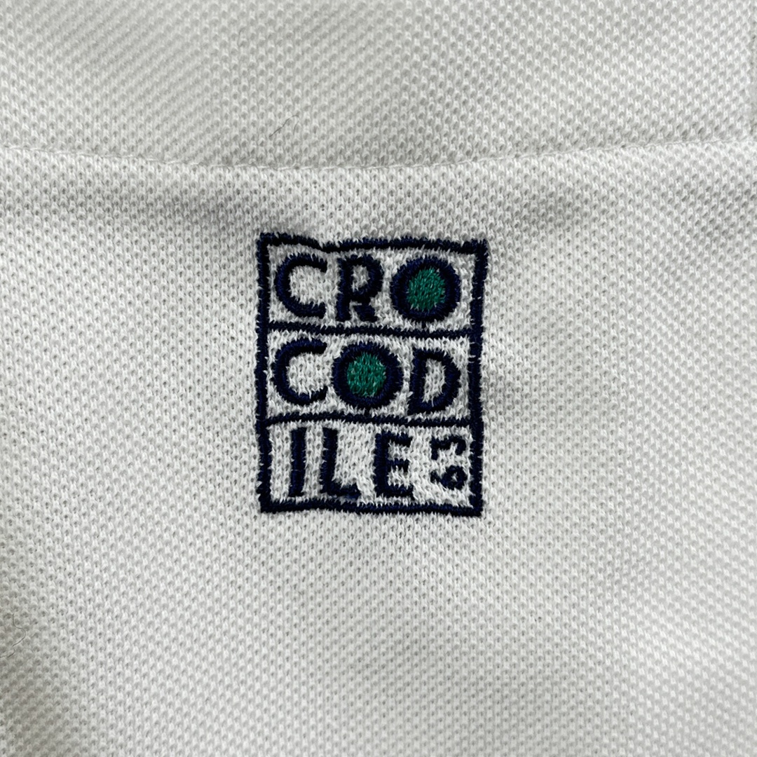 Crocodile クロコダイル 長袖ポロシャツ コットン ボーダー ホワイト サイズLL ヴィンテージ 衣B ネ メンズのトップス(ポロシャツ)の商品写真