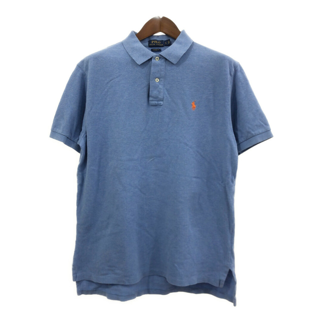 POLO RALPH LAUREN(ポロラルフローレン)のPolo by Ralph Lauren ポロ ラルフローレン ポロシャツ ワンポイント ライトブルー (メンズ L) 中古 古着 Q6567 メンズのトップス(ポロシャツ)の商品写真