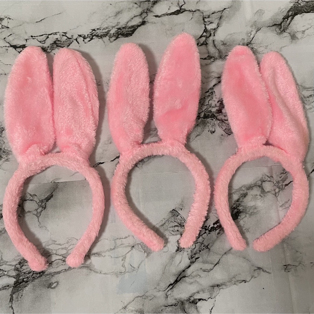 カチューシャ うさ耳 バニーガール うさぎ ピンク コスプレ 3個セット レディースのヘアアクセサリー(カチューシャ)の商品写真