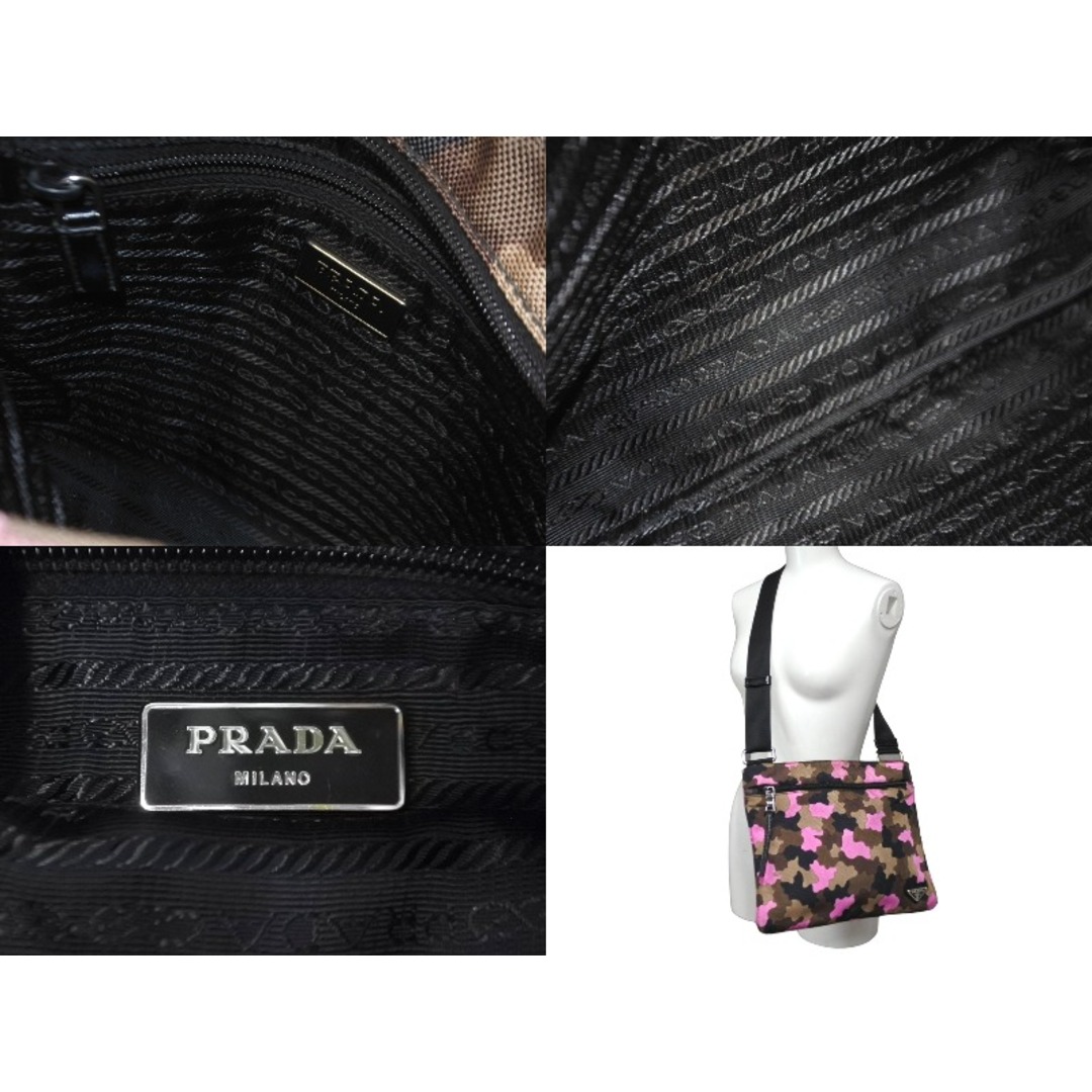 PRADA(プラダ)のPRADA プラダ ショルダーバッグ VA0886 カモフラ柄 迷彩 トライアングルロゴ メッセンジャー ナイロン ピンク 美品 中古 63494 レディースのバッグ(ハンドバッグ)の商品写真