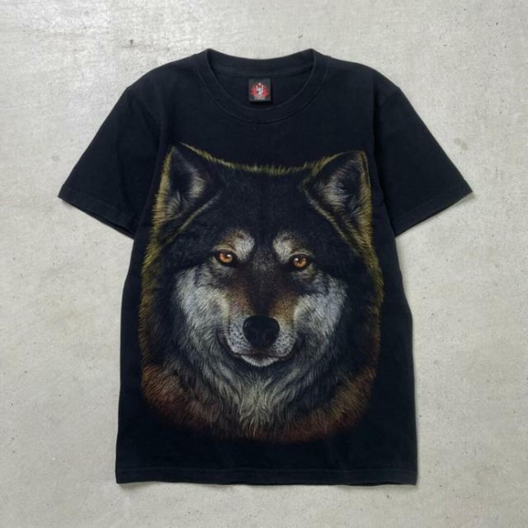 アニマル オオカミ 両面プリントTシャツ レディースS~M相当 メンズS メンズのトップス(Tシャツ/カットソー(半袖/袖なし))の商品写真