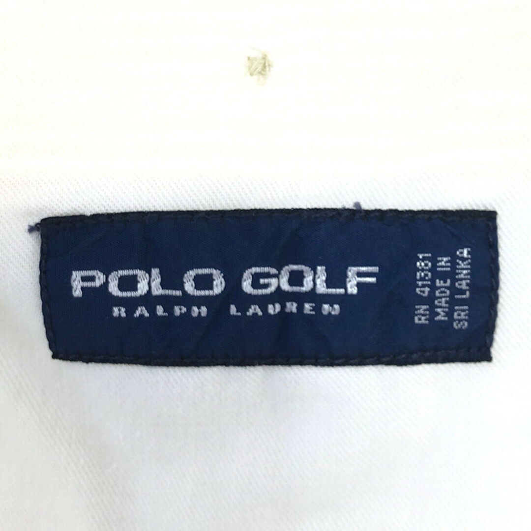 00年代 POLO GOLF ポロゴルフ シアサッカー ショートパンツ ストライプ ラルフローレン イエロー (メンズ W34) 中古 古着 Q6569 メンズのパンツ(ショートパンツ)の商品写真