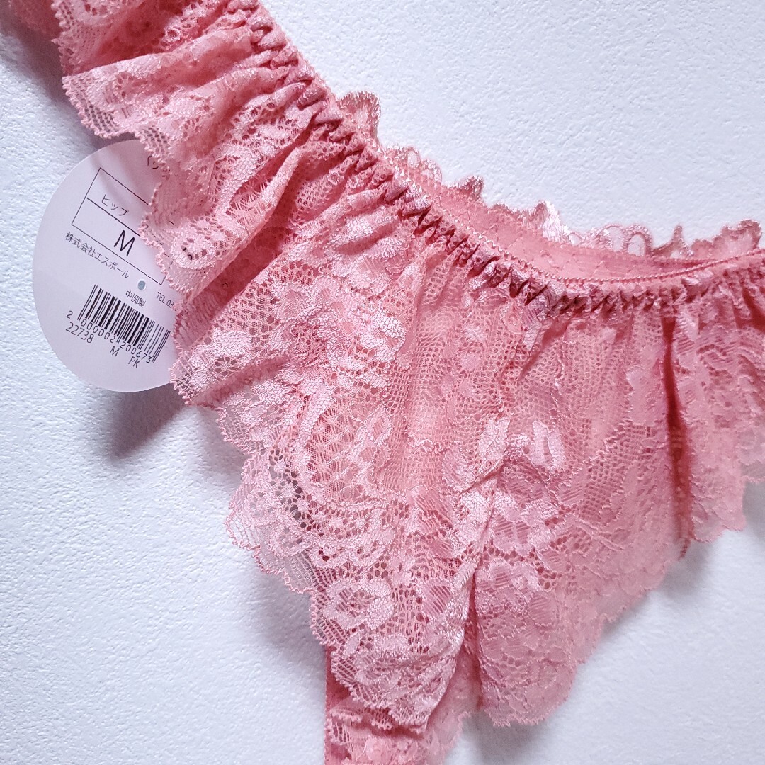 レースフリル フラワー刺繍 Tバック ピンク ソング ショーツ インナー 下着 レディースの下着/アンダーウェア(ショーツ)の商品写真