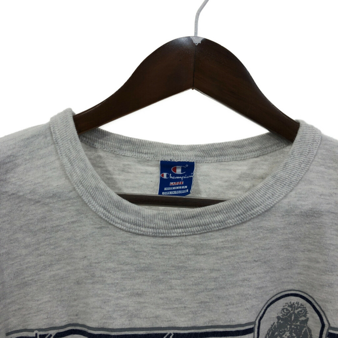 Champion(チャンピオン)の90年代 USA製 Champion チャンピオン フロリダ カレッジ 半袖Ｔシャツ ライトグレー (メンズ LARGE) 中古 古着 Q6571 メンズのトップス(Tシャツ/カットソー(半袖/袖なし))の商品写真