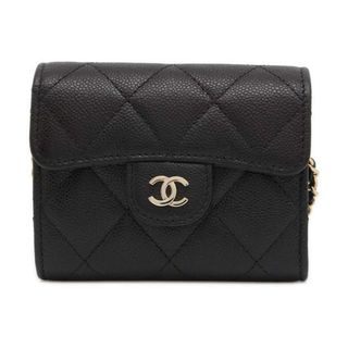 シャネル(CHANEL)のシャネル チェーンウォレット マトラッセ ココマーク ミニ ソフトキャビアスキン ブラック AP0238 CHANEL 財布 黒(財布)