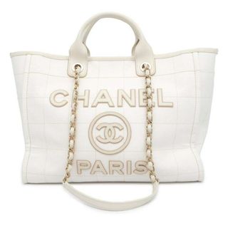 シャネル(CHANEL)のシャネル トートバッグ ドーヴィルライン ココマーク ラージ キャンバス A66941 2wayショルダーバッグ 白(トートバッグ)