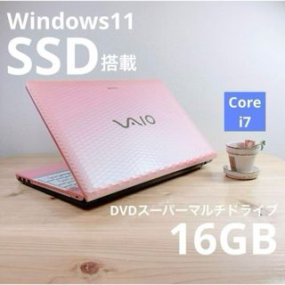 ソニー(SONY)の【美品】VAIO/SSD/16GB/i7/Win11/ピンク/ノートパソコン(ノートPC)