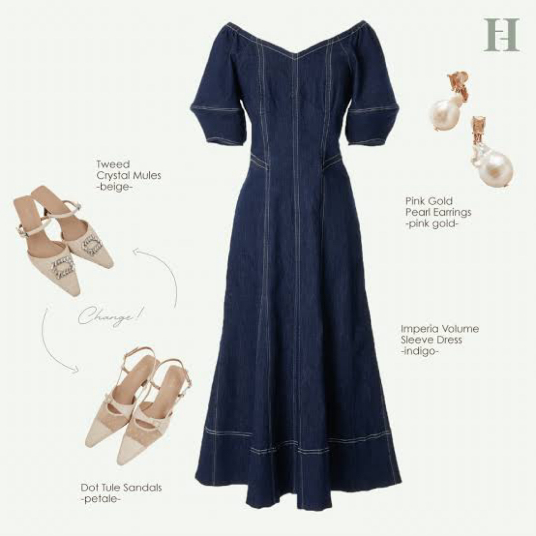 Her lip to(ハーリップトゥ)のHer lip to ♡ Imperia Volume Sleeve Dress レディースのワンピース(ロングワンピース/マキシワンピース)の商品写真