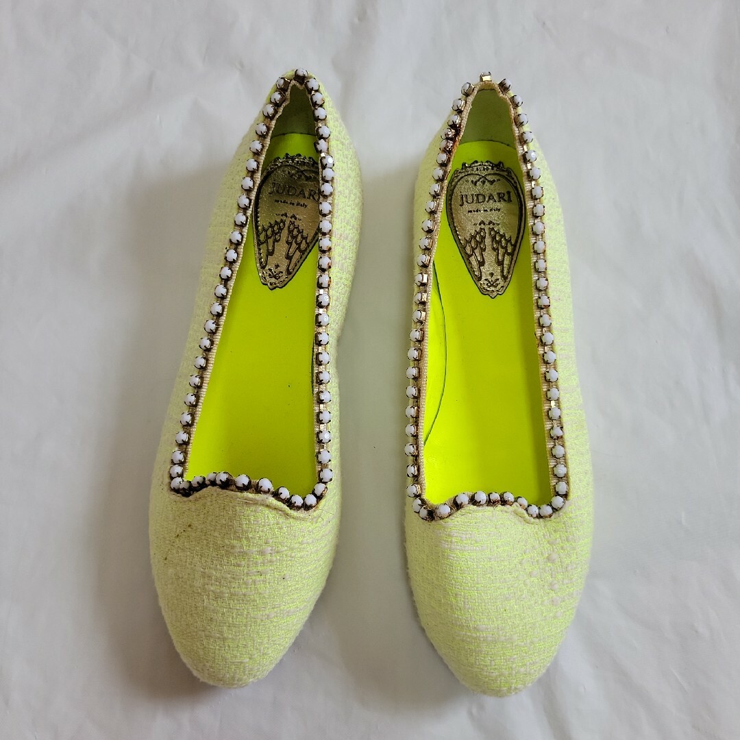 ♥️未使用♥️訳あり♥️【jUDARI】37(24cm相当) 黄緑ツイード レディースの靴/シューズ(ハイヒール/パンプス)の商品写真