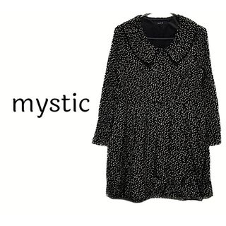 ミスティック(mystic)のmystic【美品】ドット柄 フレア ワンピース トップス(ミニワンピース)