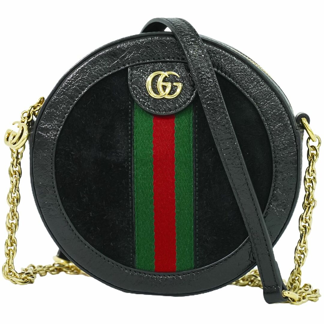 Gucci(グッチ)の本物 グッチ GUCCI オフィディア シェリーライン チェーン ショルダーバッグ ポシェット スエードレザー レザー ブラック 550618 Ophidia バッグ 中古 レディースのバッグ(ショルダーバッグ)の商品写真