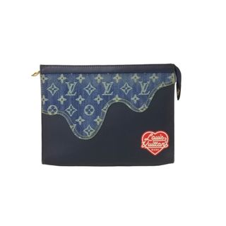 ルイヴィトン(LOUIS VUITTON)のLOUIS VUITTON ルイヴィトン ポシェットヴォワヤージュ MM クラッチバッグ M45961 NIGO モノグラム ドリップデニム 美品 中古 63623(クラッチバッグ)