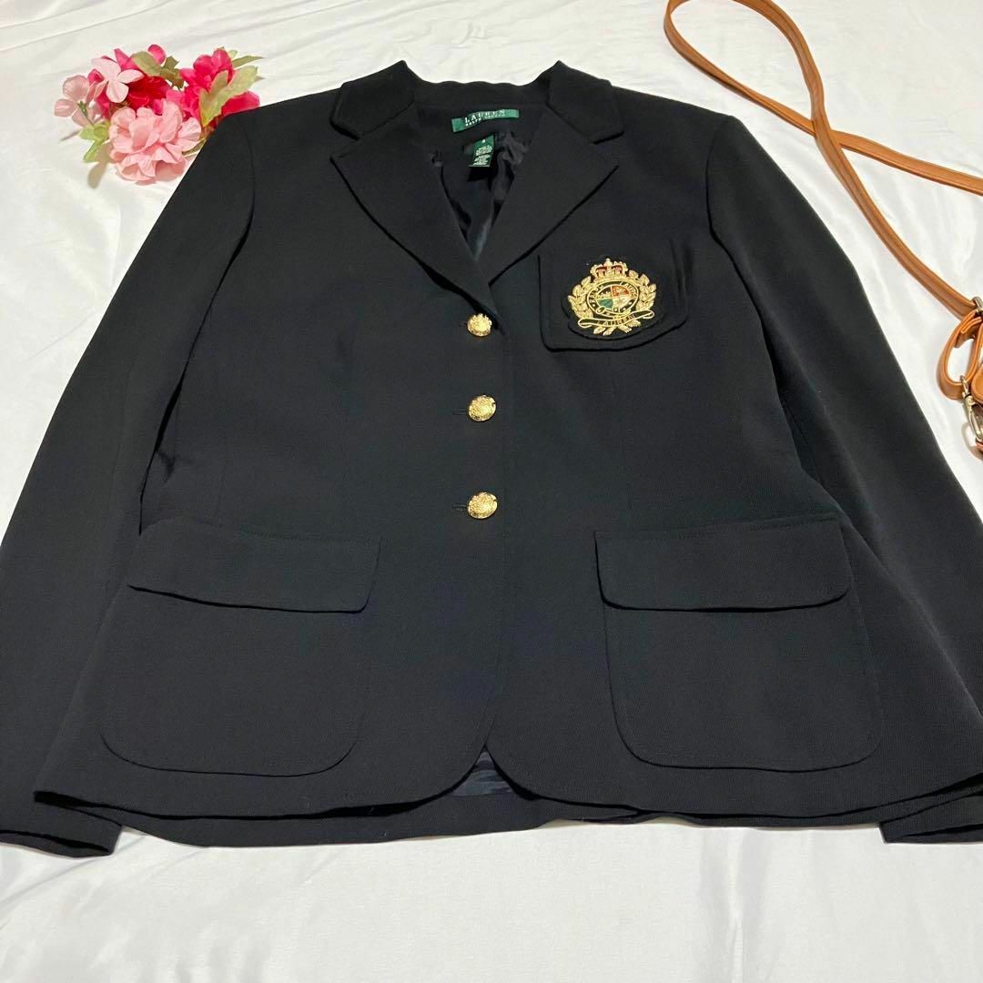 Ralph Lauren(ラルフローレン)の美品 ラルフローレン 紺ブレ テーラードジャケット 金ボタン エンブレム 6 レディースのジャケット/アウター(テーラードジャケット)の商品写真