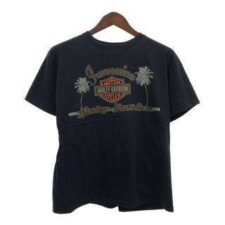 ハーレーダビッドソン(Harley Davidson)のHARLEY DAVIDSON ハーレーダビッドソン ジャマイカ 半袖Ｔシャツ バイク ロゴ ブラック (メンズ LARGE) 中古 古着 Q6582(Tシャツ/カットソー(半袖/袖なし))