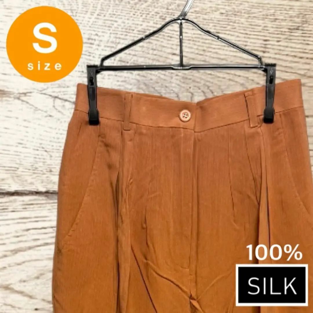 カジュアル パンツ Sサイズ ピンク シルク 100% 絹 SILK レディースのパンツ(その他)の商品写真