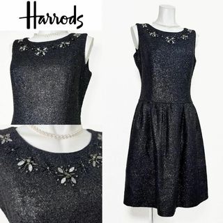 ハロッズ(Harrods)の◎当日発送可能【美品】ハロッズ　ノースリーブワンピース　花モチーフビジュー(スーツ)