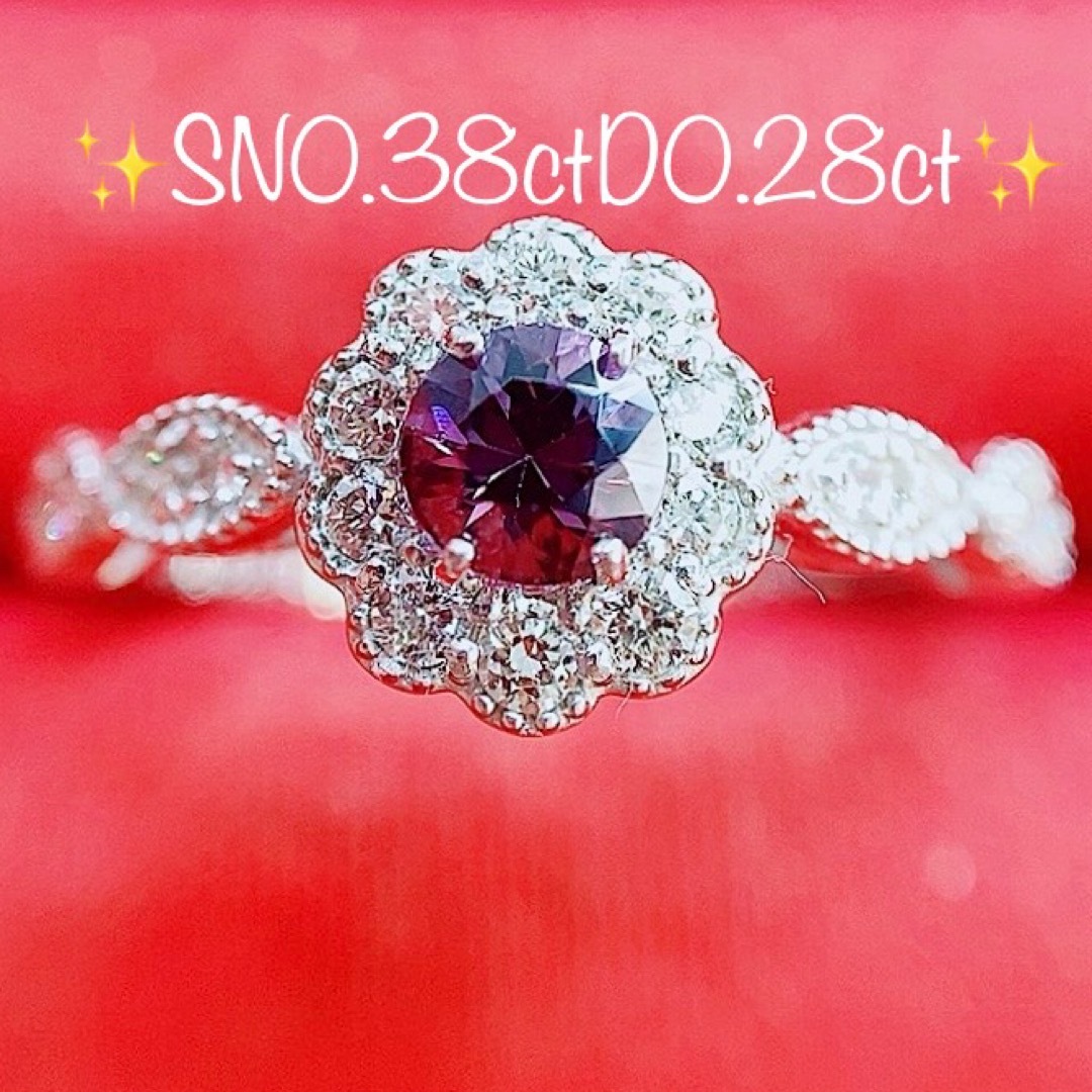 ★0.38ct★✨バイオレットカラースピネル0.28ctダイヤプラチナリング指輪 メンズのアクセサリー(リング(指輪))の商品写真