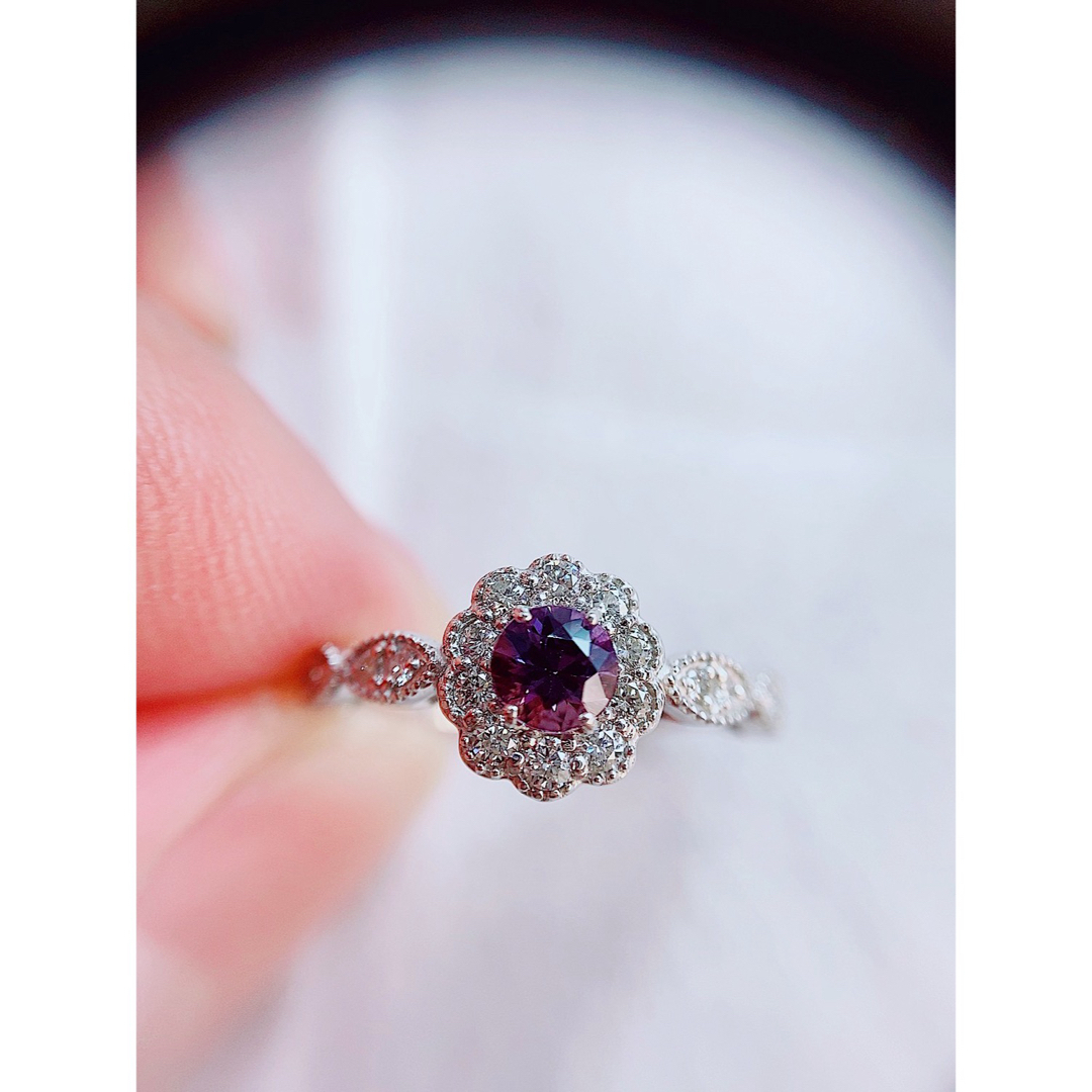 ★0.38ct★✨バイオレットカラースピネル0.28ctダイヤプラチナリング指輪 メンズのアクセサリー(リング(指輪))の商品写真