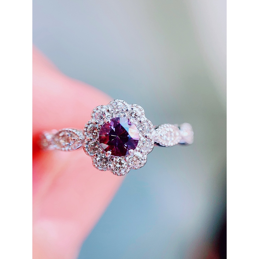 ★0.38ct★✨バイオレットカラースピネル0.28ctダイヤプラチナリング指輪 メンズのアクセサリー(リング(指輪))の商品写真